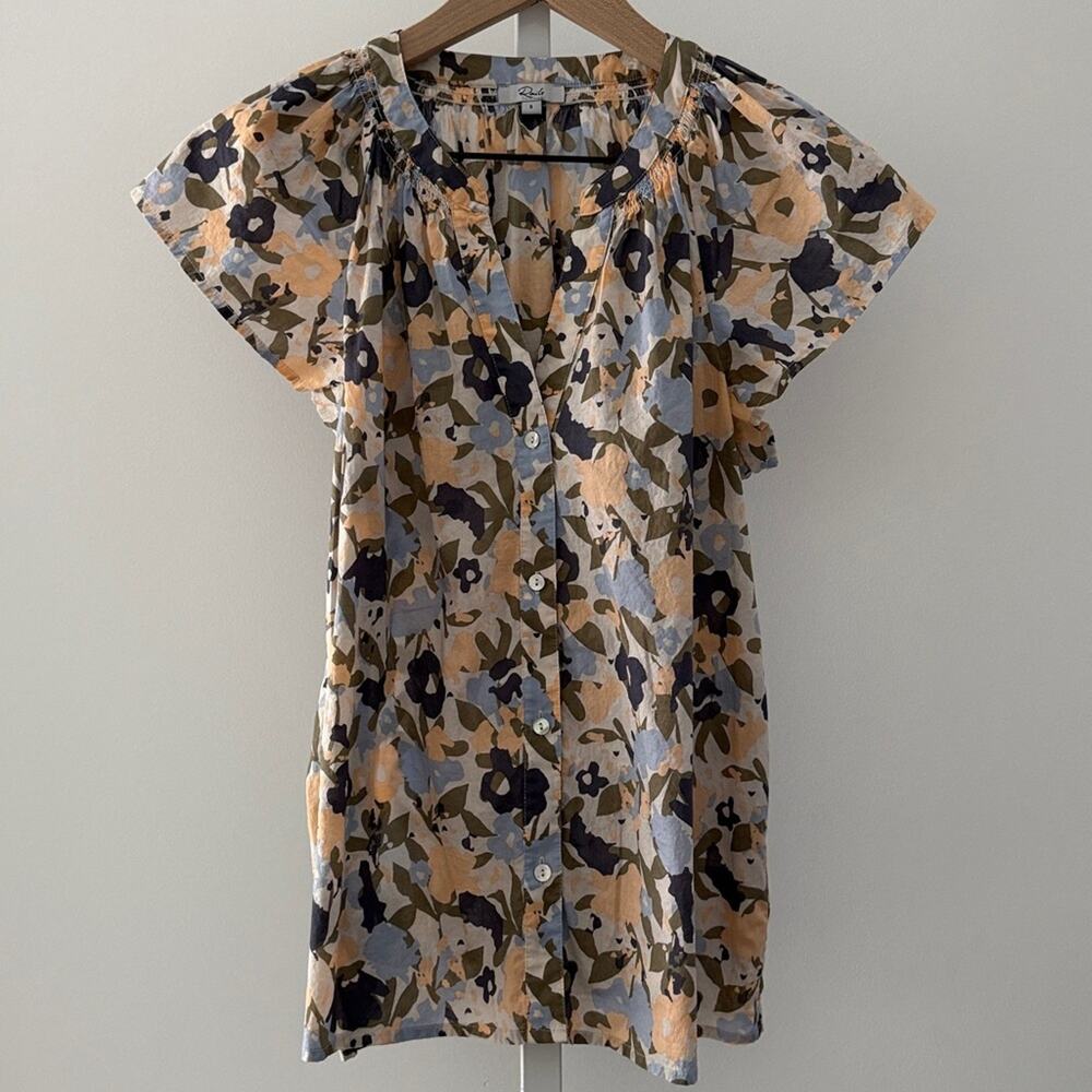 RAILS Alena floral flutter sleeve button down top small